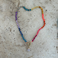 Laden Sie das Bild in den Galerie-Viewer, Rainbow necklace with neon orange thread