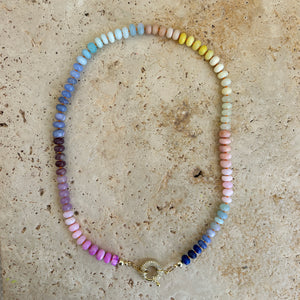 Chunky gemstone Rainbow necklace with shiny clasp
