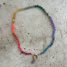 Laden Sie das Bild in den Galerie-Viewer, Rainbow necklace with neon orange thread