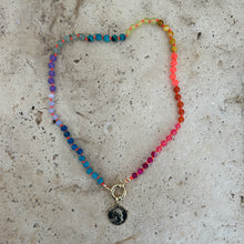 Laden Sie das Bild in den Galerie-Viewer, Rainbow necklace with neon orange thread