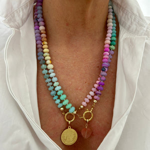 Lilac chunky gemstone Rainbow necklace in pastel colors