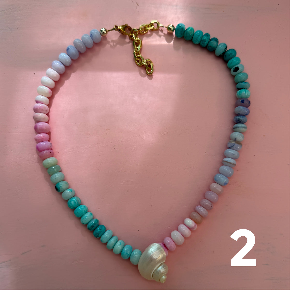 Chunky Opal Rainbow Necklace with Heart Charm – bonk ibiza