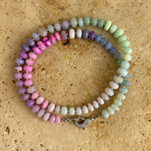 Chunky gemstone Rainbow necklace with silver clasp