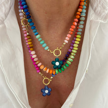 Laden Sie das Bild in den Galerie-Viewer, Chunky gemstone Rainbow necklace with heart charm