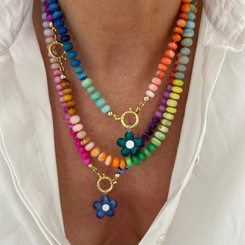 Chunky gemstone Rainbow necklace, medium length in vivid colors