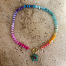 Load image into Gallery viewer, Short Chunky gemstone Rainbow necklace with charm