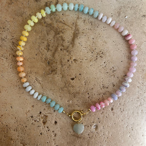 Short gemstone Rainbow necklace in pastel colors