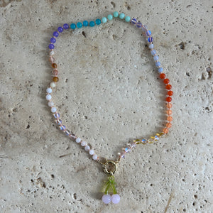 Special Edit Rainbow necklace with flower glass charm