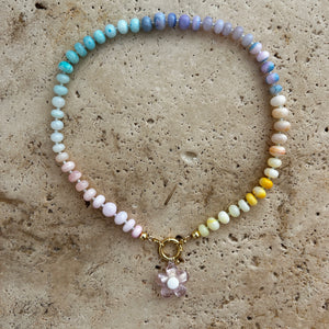 Short gemstone Rainbow necklace in pastel colors