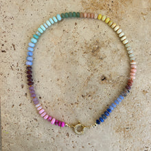 Laden Sie das Bild in den Galerie-Viewer, Chunky gemstone Rainbow necklace with plain or shiny clasp