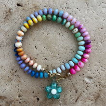 Load image into Gallery viewer, Large chunky gemstone Rainbow necklace with flower charm