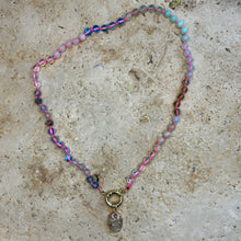 Laden Sie das Bild in den Galerie-Viewer, Rainbow necklace with neon pink thread
