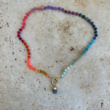 Load image into Gallery viewer, Rainbow necklace with orange thread
