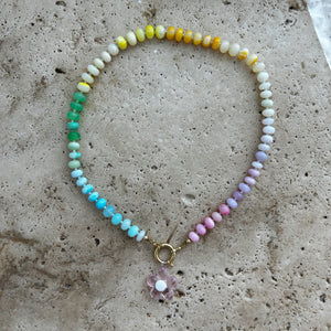 Short gemstone Rainbow necklace in pastel colors