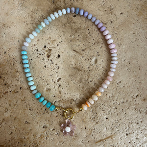 Short gemstone Rainbow necklace in pastel colors