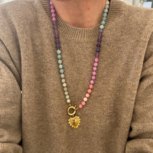 Laden Sie das Bild in den Galerie-Viewer, XL Rainbow necklace with orange thread