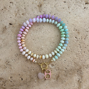 Large Chunky gemstone Rainbow necklace in pastel colors