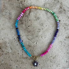 Load image into Gallery viewer, Large chunky gemstone Rainbow necklace with flower charm