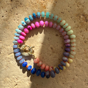 Chunky gemstone Rainbow necklace with shiny clasp