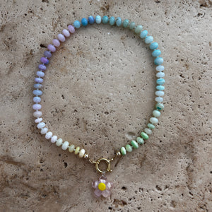 Short gemstone Rainbow necklace in pastel colors