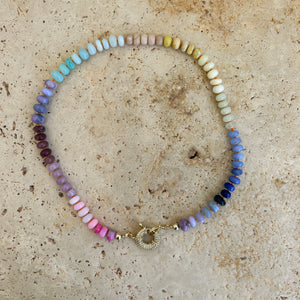 Chunky gemstone Rainbow necklace with plain or shiny clasp