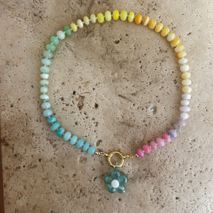 Short gemstone Rainbow necklace in pastel colors