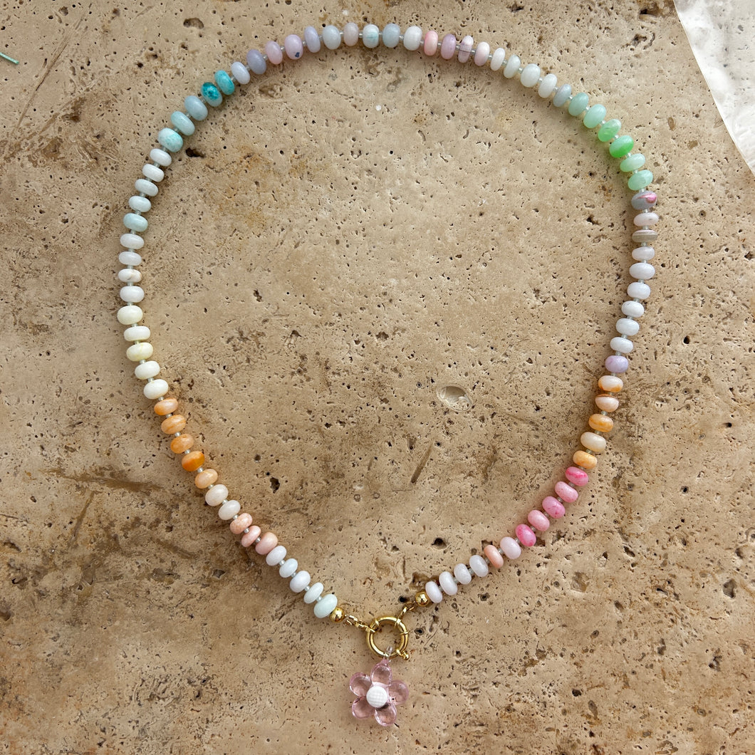 Large Chunky gemstone Rainbow necklace in pastel colors