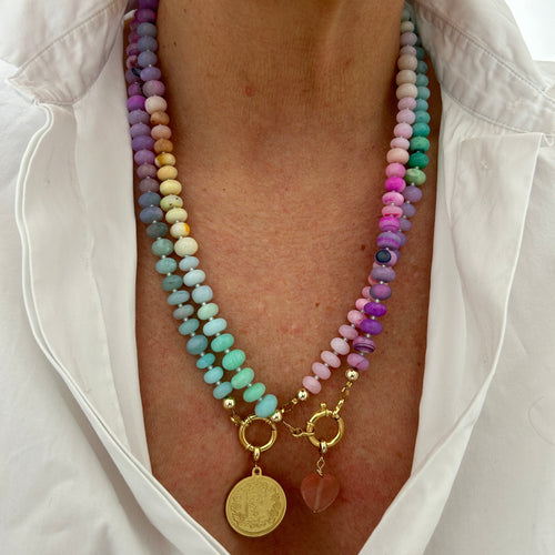 Chunky gemstone Rainbow necklace in pastel colors
