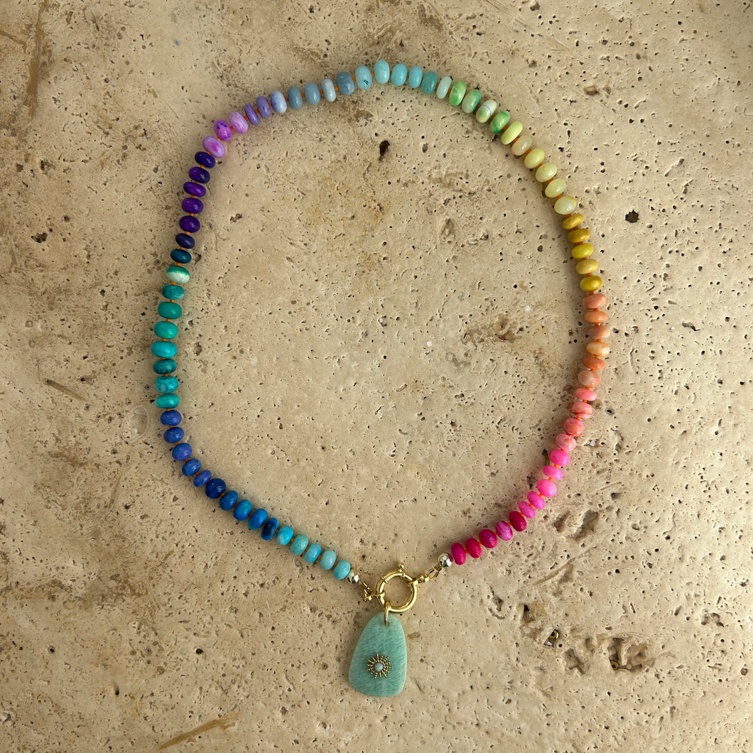 Opal Rainbow necklace with charm