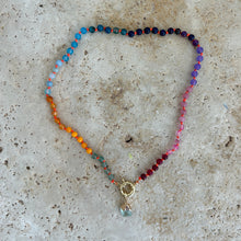 Load image into Gallery viewer, Rainbow necklace with orange thread