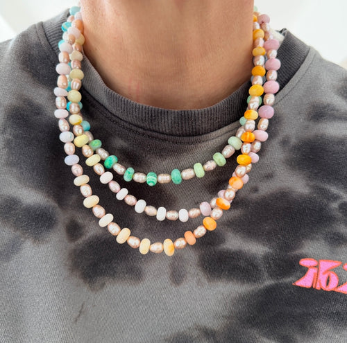 Pastel Opal & Pearls necklace