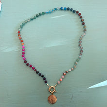Load image into Gallery viewer, Rainbow necklace with turquise thread