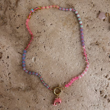 Laden Sie das Bild in den Galerie-Viewer, pastel Rainbow necklace with neon pink thread