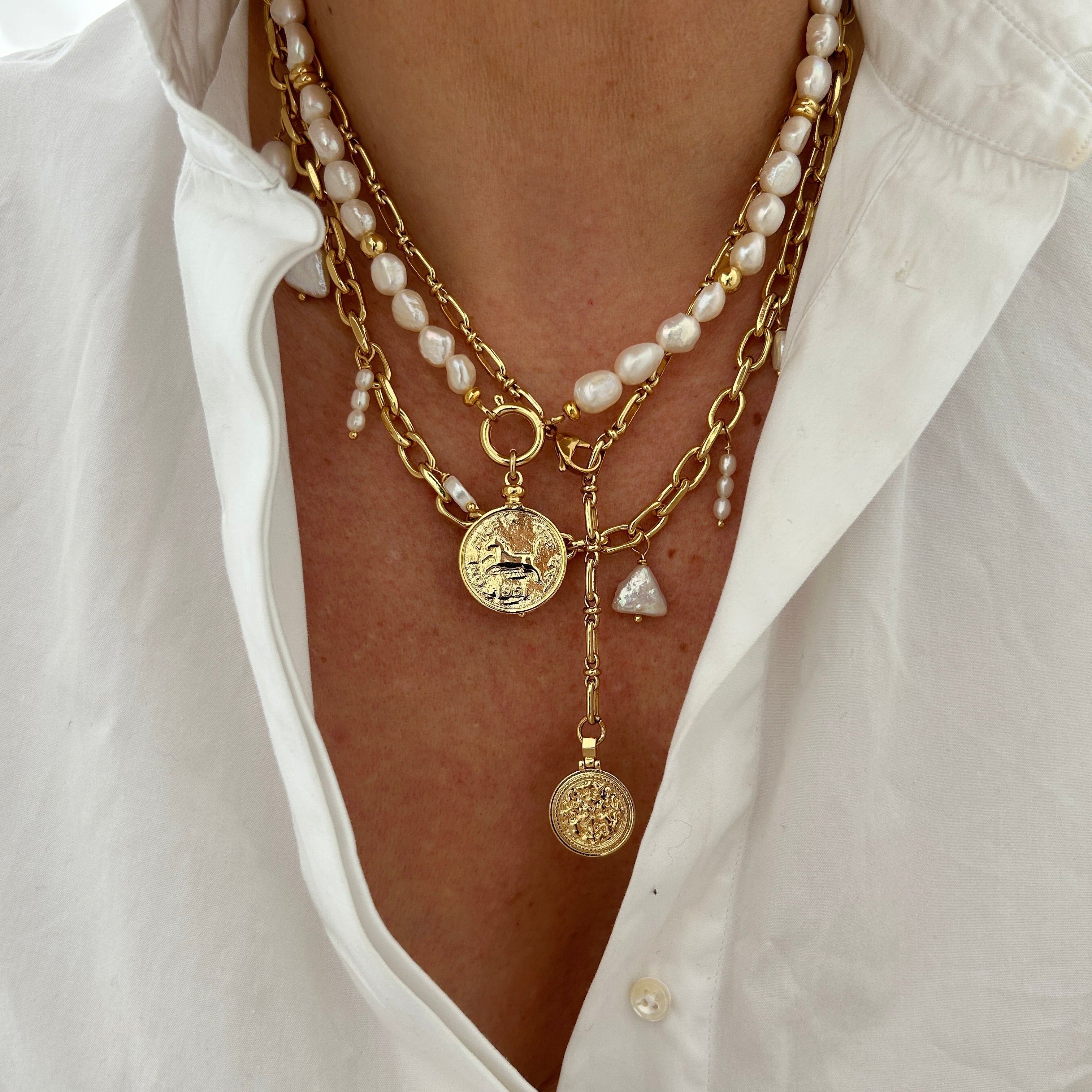 【Eclore】Bing Bong Necklace (ハンドメイド) Chunky Lola Necklace: Handmade Pearl Elegance – bonk ibiza